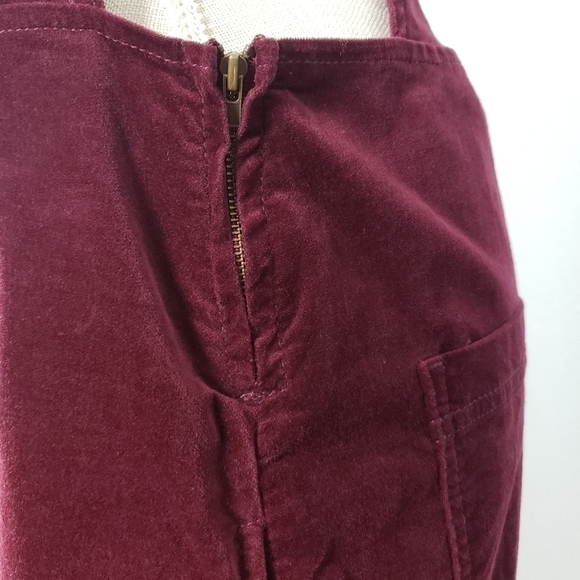 ABOUND Maroon Velveteen Overall Mini Dress Sz L - Picture 6 of 12